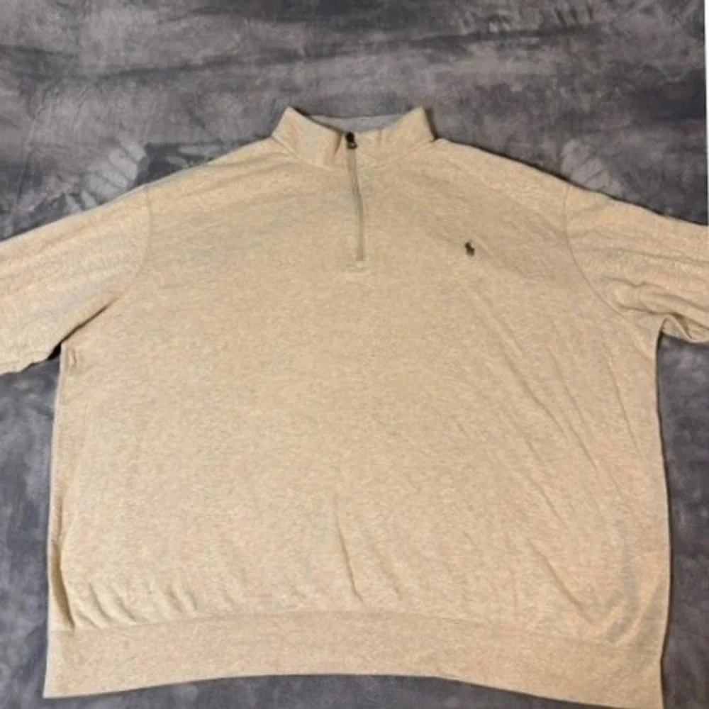 Polo Ralph Lauren Quarter-Zip Pullover Mock Neck Mens Size 3XB Heathered Tan EUC